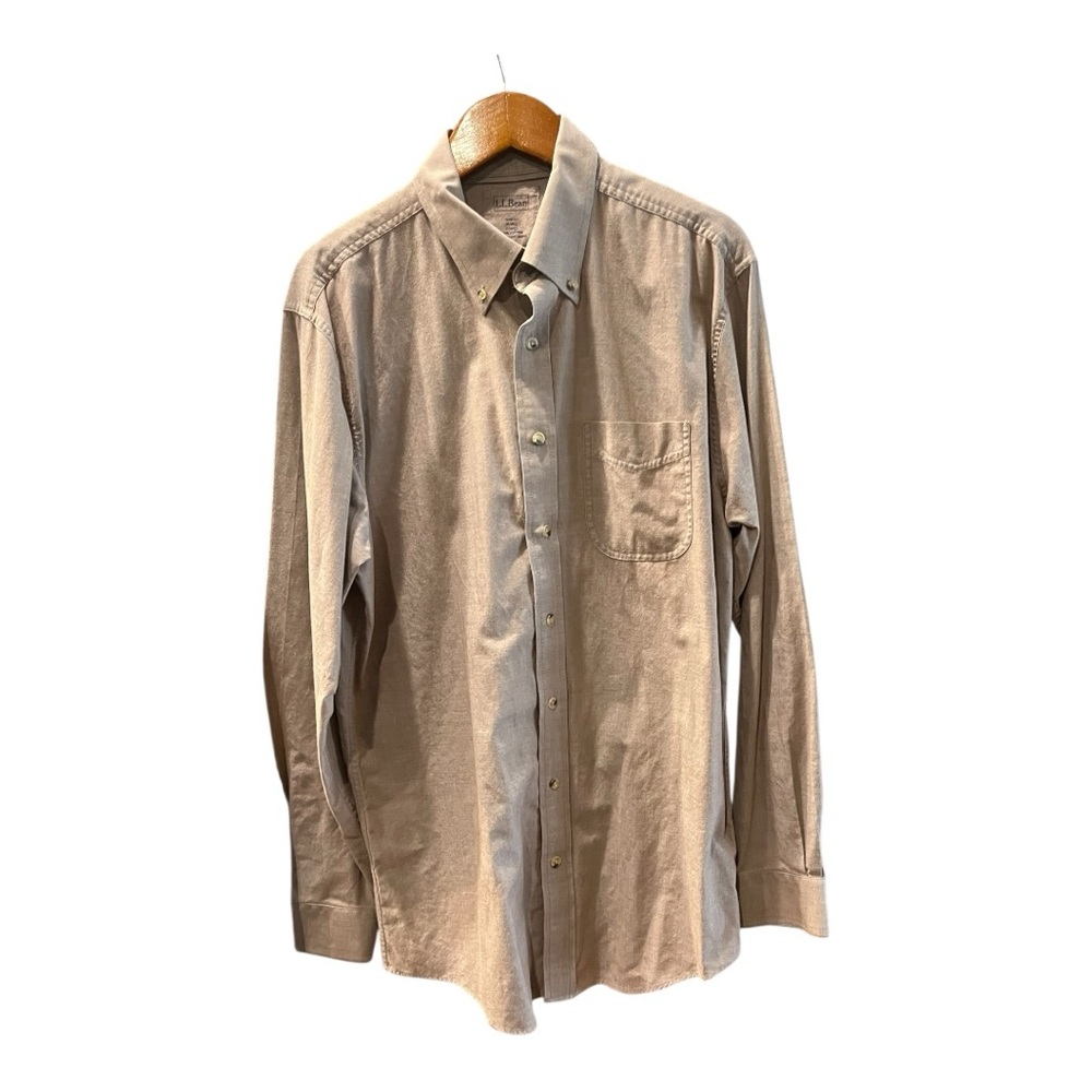 L.L. Bean Men’s Trim Fit Medium Tall Taupe / Beige Button-Up Shirt